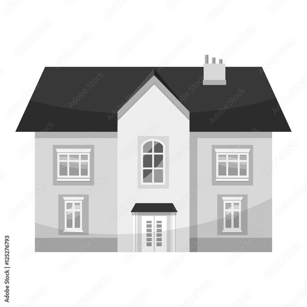 Two storey house icon. Gray monochrome illustration of two storey house vector icon for web