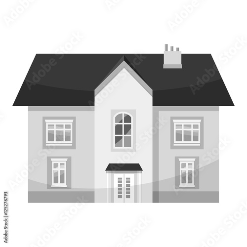 Two storey house icon. Gray monochrome illustration of two storey house vector icon for web © ylivdesign