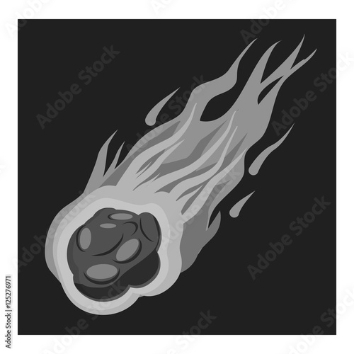 Falling meteorite icon. Gray monochrome illustration of falling meteorite vector icon for web