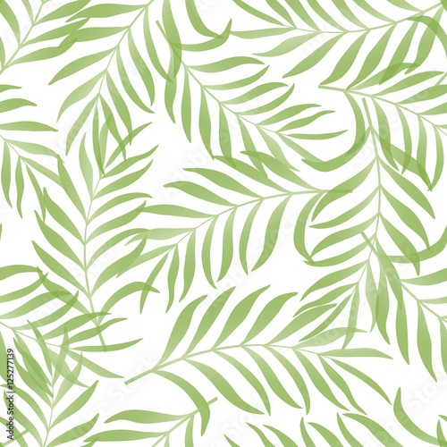 Seamless pattern with hand-drawn tropical leaves. © bell1982