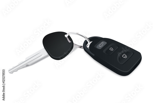 Car keys black color vector isolated on white.