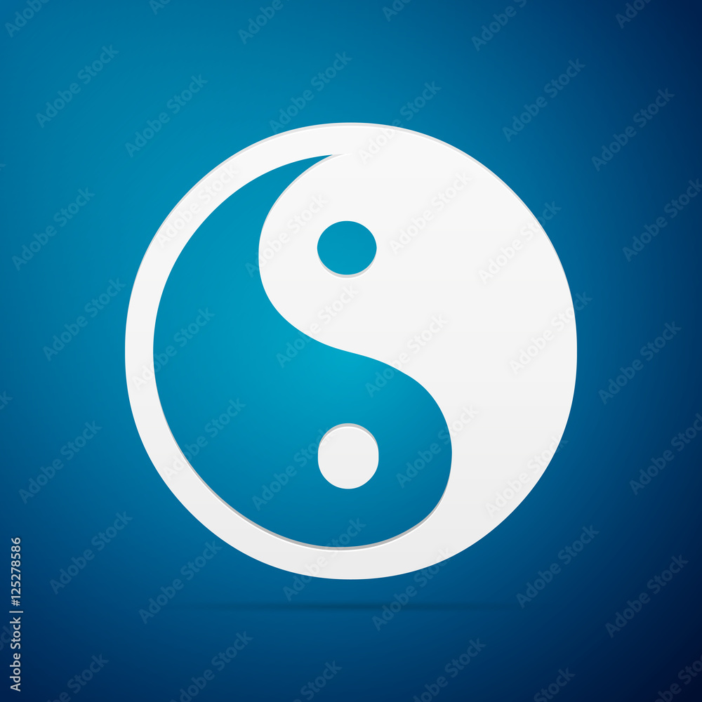 Yin Yang symbol flat icon on blue background. Vector Illustration Yin Yang symbol flat icon on blue background. Vector Illustration