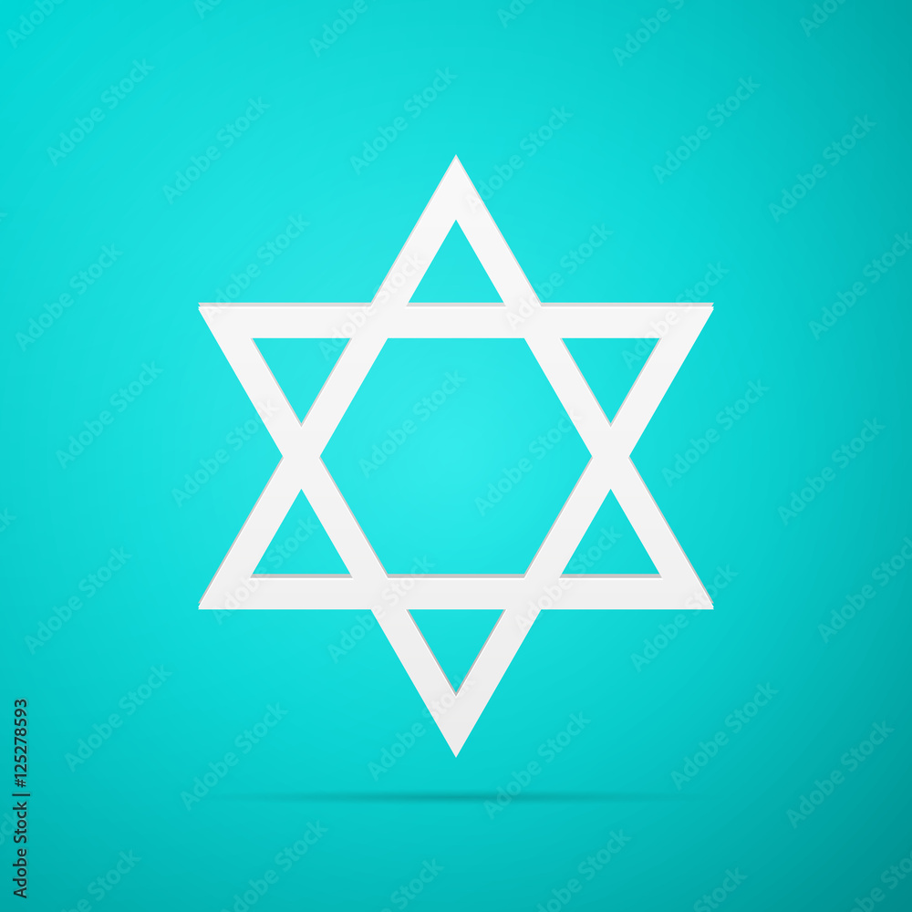 Star of David flat icon on blue background. Vector Illustration Star of David flat icon on blue background. Vector Illustration