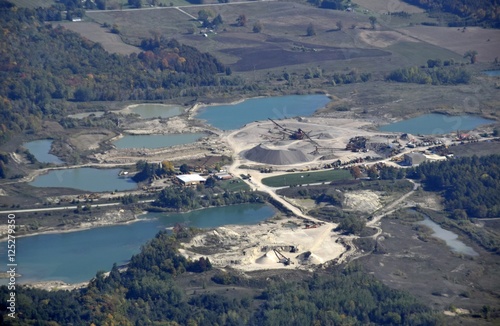 aerial view of sand and gravel quarry near Palgrave Ontario, Canada