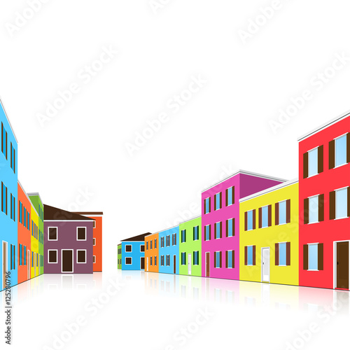 city street with colorful houses