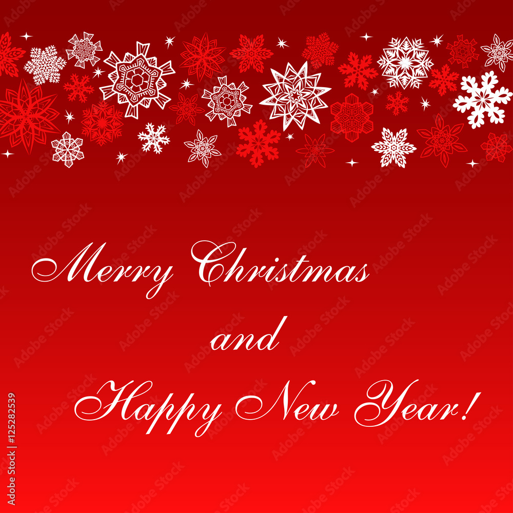Christmas red square background with snowflakes to the top Christmas red square background with snowflakes to the top