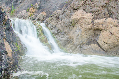 falling water in the morning mist.