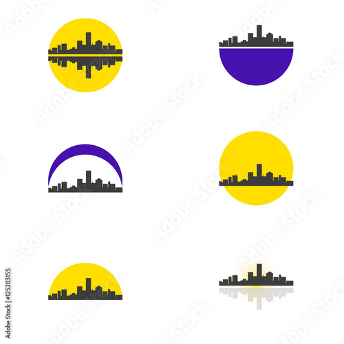 Set of city silhouettes
