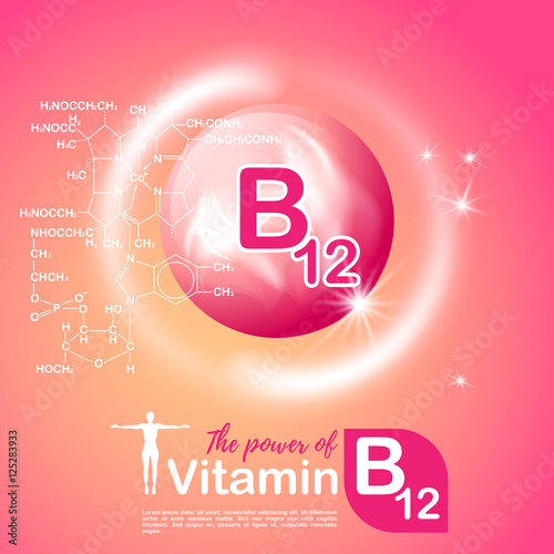 Nutrition sign vector concept. The power of vitamin B12
