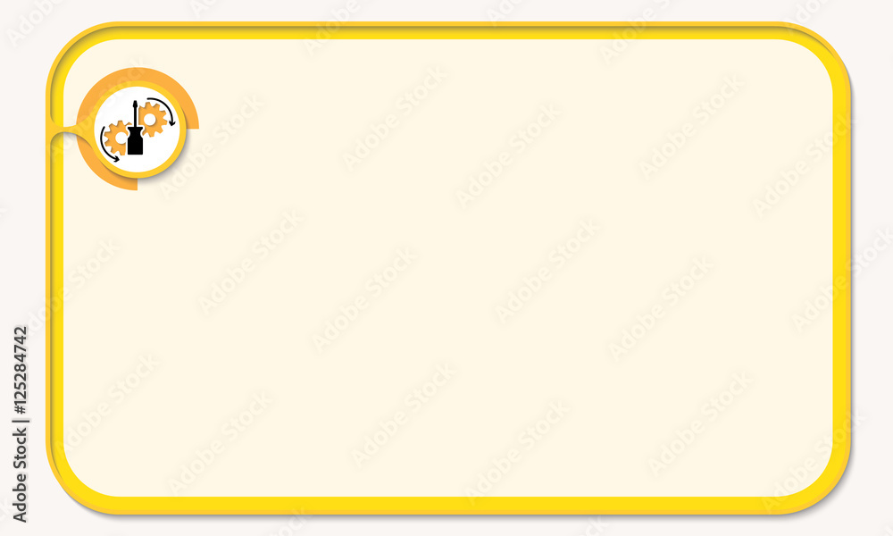 Text box for fill your text with cogwheels and screwdriver Text box for fill your text with cogwheels and screwdriver