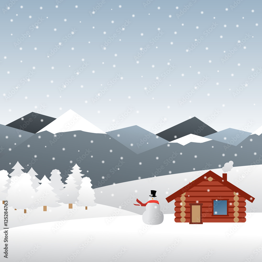 Naklejka premium winter landscape background scene vector