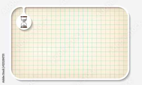 Text box for fill your text with graph paper and sandglass