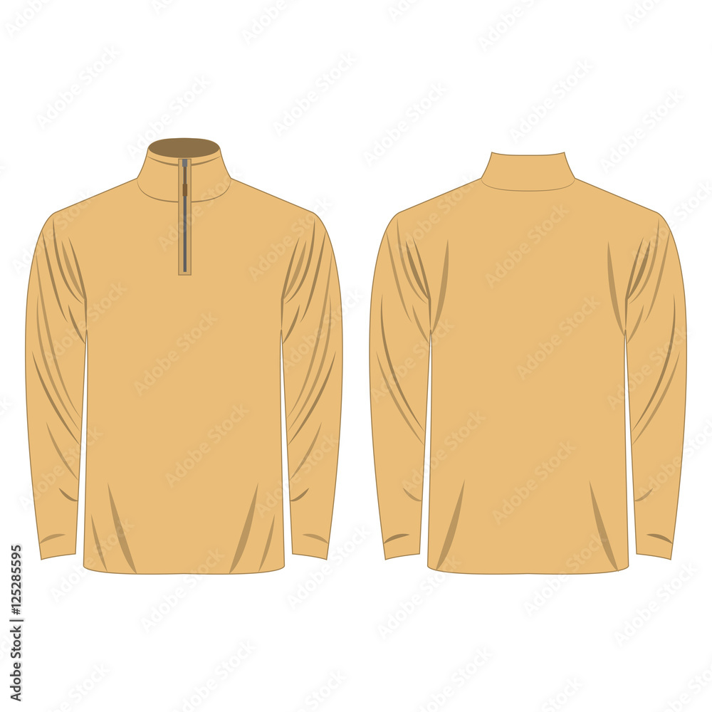 Half-Zipper long sleeve light brown, tan color Shirt isolated vector on the white background Half-Zipper long sleeve light brown, tan color Shirt isolated vector on the white background