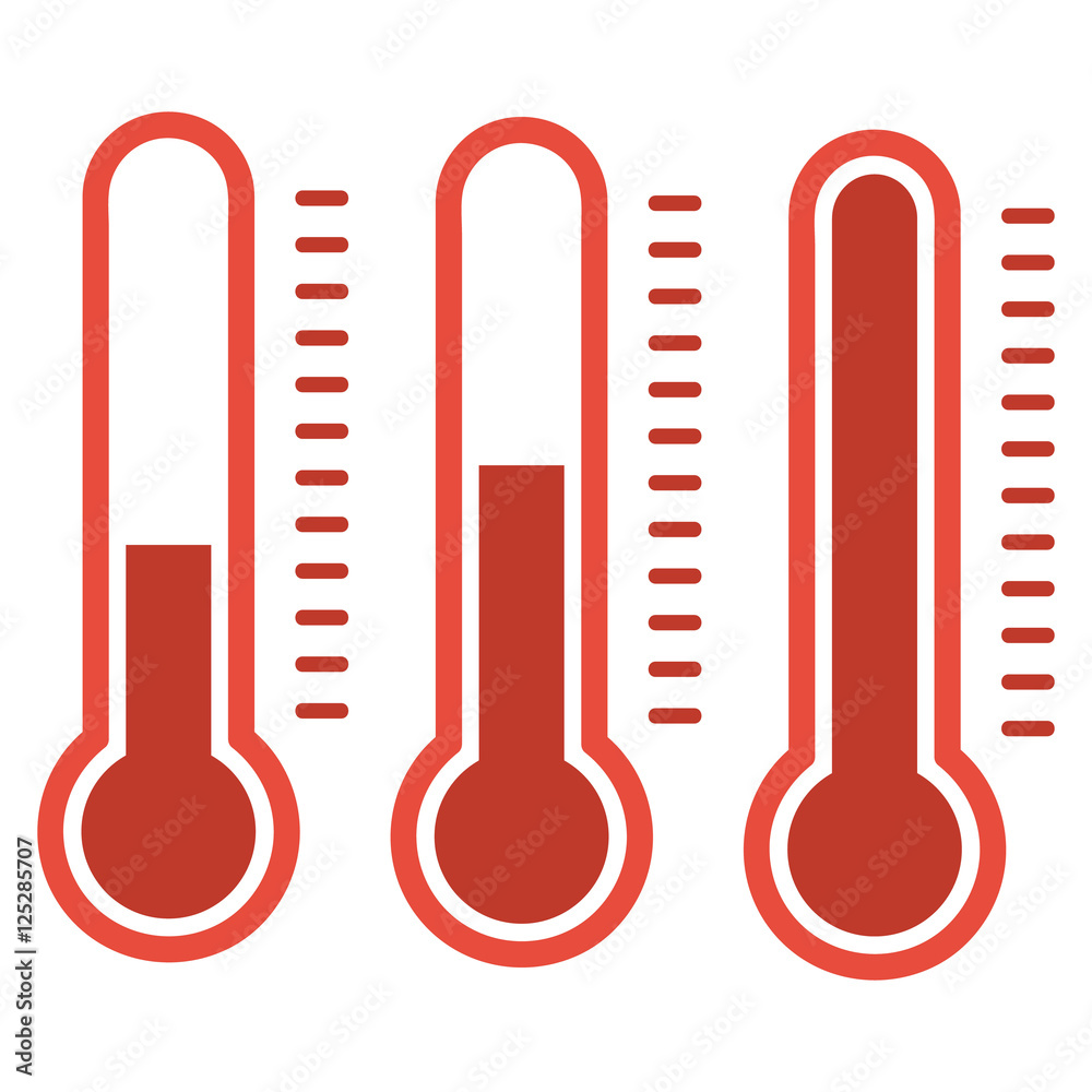 Red thermometers with different levels Red thermometers with different levels