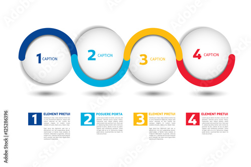 Infographic vector option banner with 4 steps. Color spheres, balls, bubbles. Infographic template.