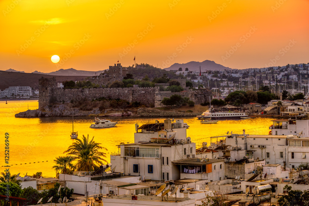 View of Bodrum Castle at Sunset, Turkey