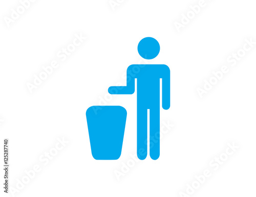 Vector trash bin and man symbol. Flat design style