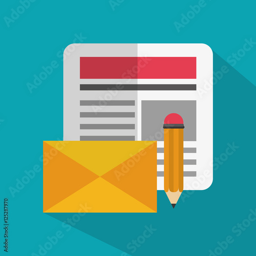 Envelope document and pencil icon. Email message marketing and communication theme. Colorful design. Vector illustration