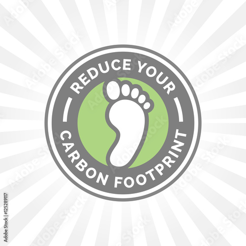Reduce your carbon footprint icon with green environment foot imprint badge. Vector illustration.