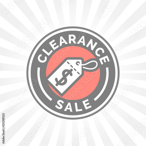 Clearance sale promotion badge with dollar sign price tag icon. Vector illustration.