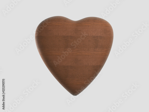 wooden heart shape.3D rendering.