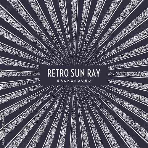 Retro sun ray on background.