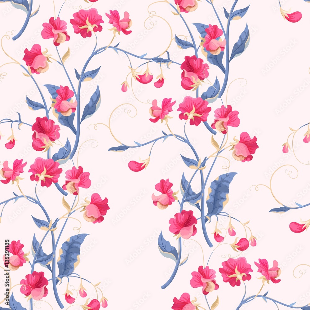 Seamless sweetpea flowers Seamless sweetpea flowers