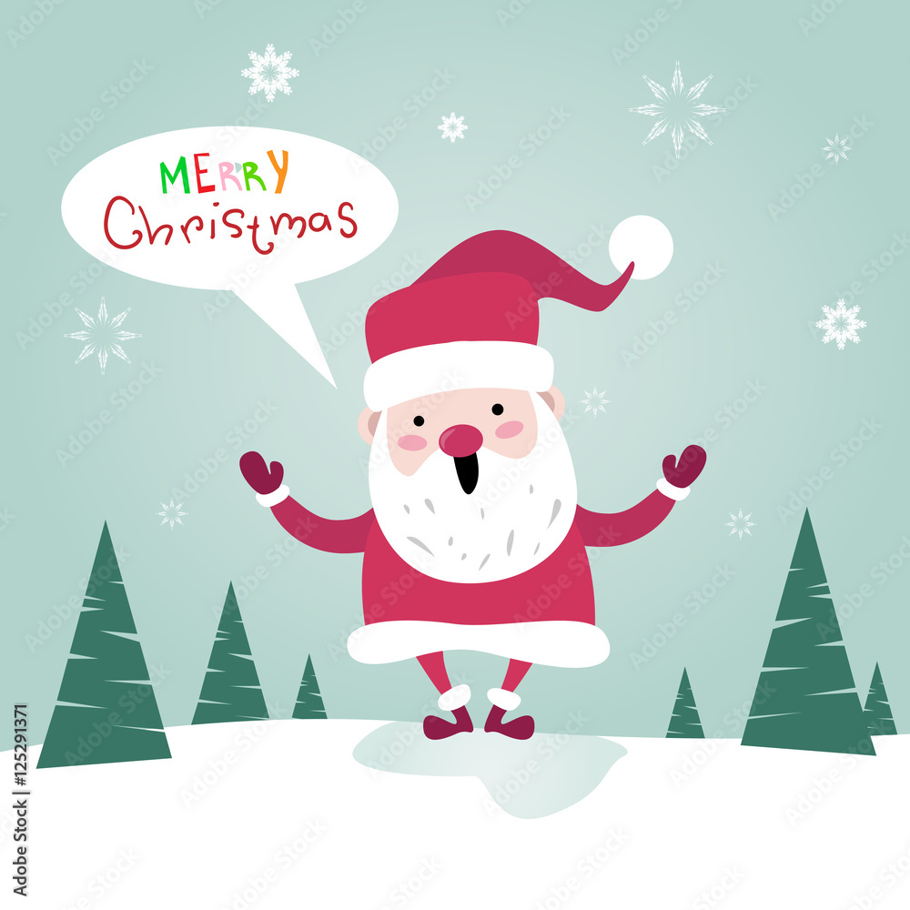 Merry Christmas Santa Clause Happy New Year Poster Greeting Card Flat Vector Illustration Merry Christmas Santa Clause Happy New Year Poster Greeting Card Flat Vector Illustration