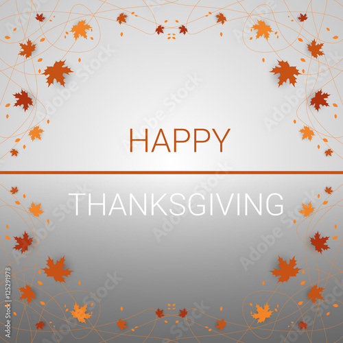 Happy Thanksgiving Day Autumn Traditional Holiday Banner Flat Vector Illustration