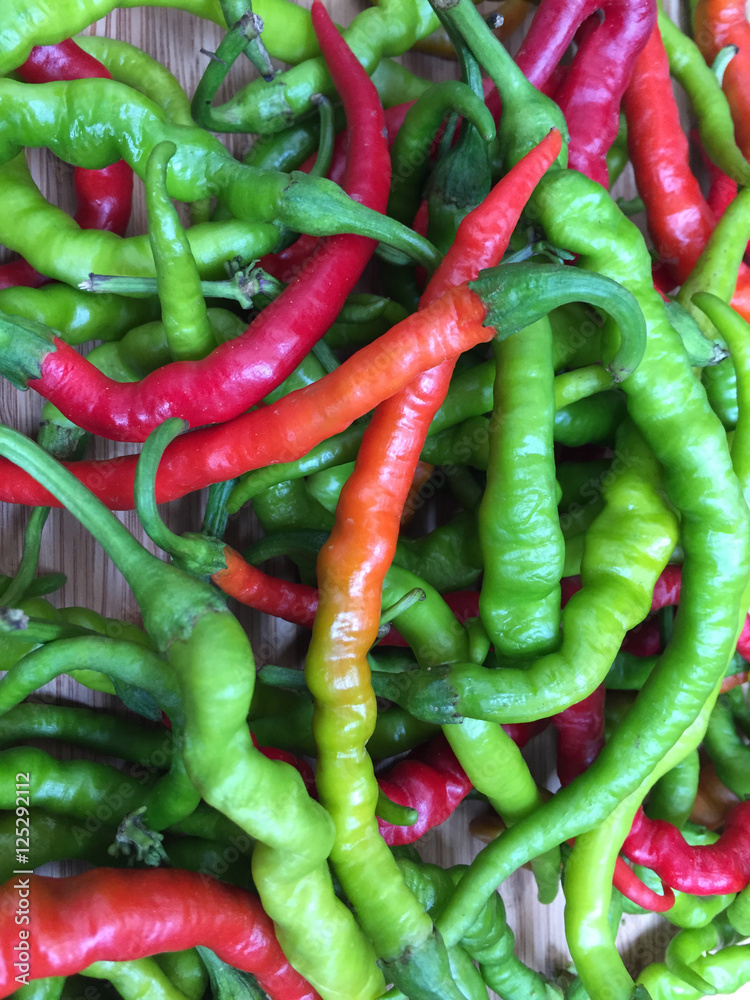 colorful hot peppers as a background