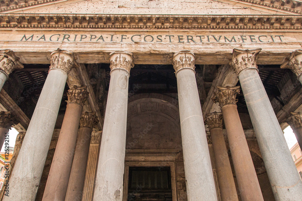 The Pantheon, Rome, Italy, front facade detail
