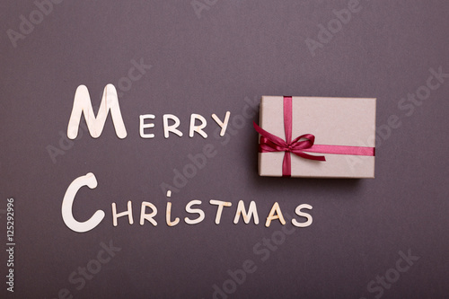 Merry Christmas. greeting card and gift box. Xmas background.