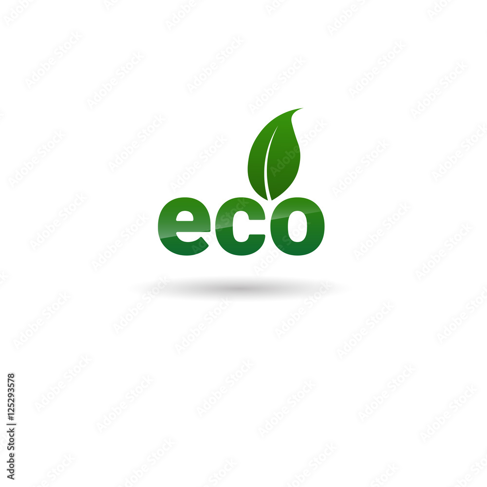 Fototapeta premium Eco Friendly Organic Natural Product Web Icon Green Logo Flat Vector Illustration
