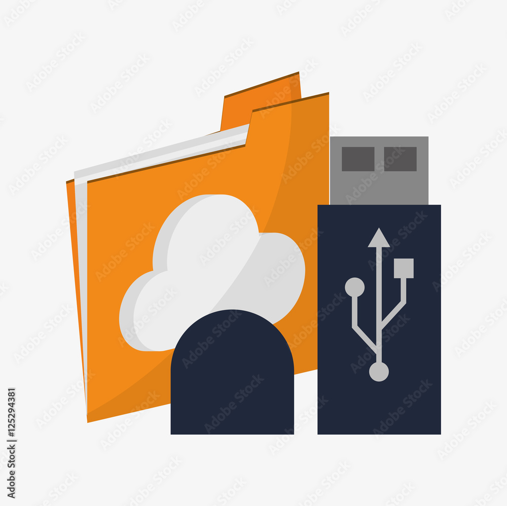 File and usb icon. Big data center base and information theme. Colorful design. Vector illustration File and usb icon. Big data center base and information theme. Colorful design. Vector illustration