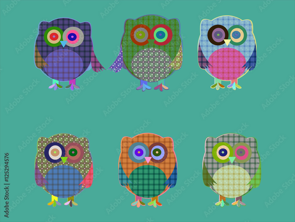 set of cute textile owls set of cute textile owls