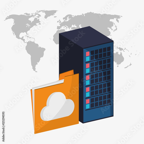 Web hosting file and cloud computing icon. Big data center base and information theme. Colorful design. Vector illustration