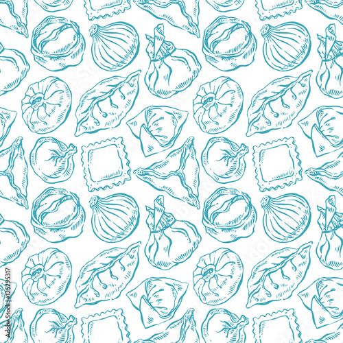 seamless variety of sketch dumplings