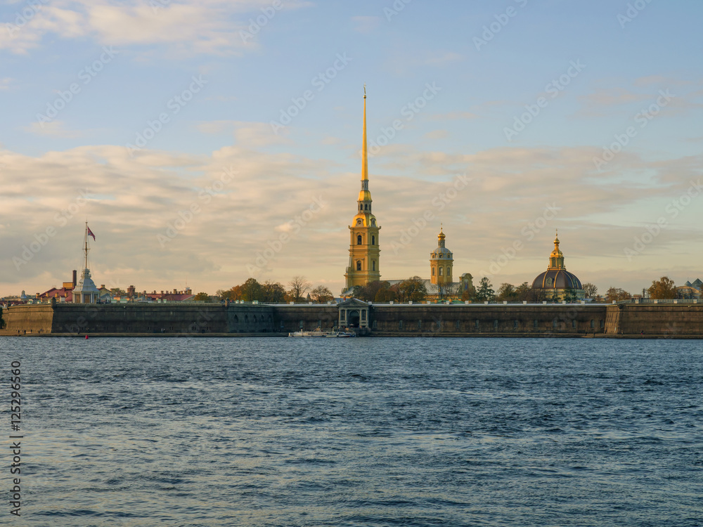 Peter and Paul Fortress across the Neva river, St. Petersburg, R