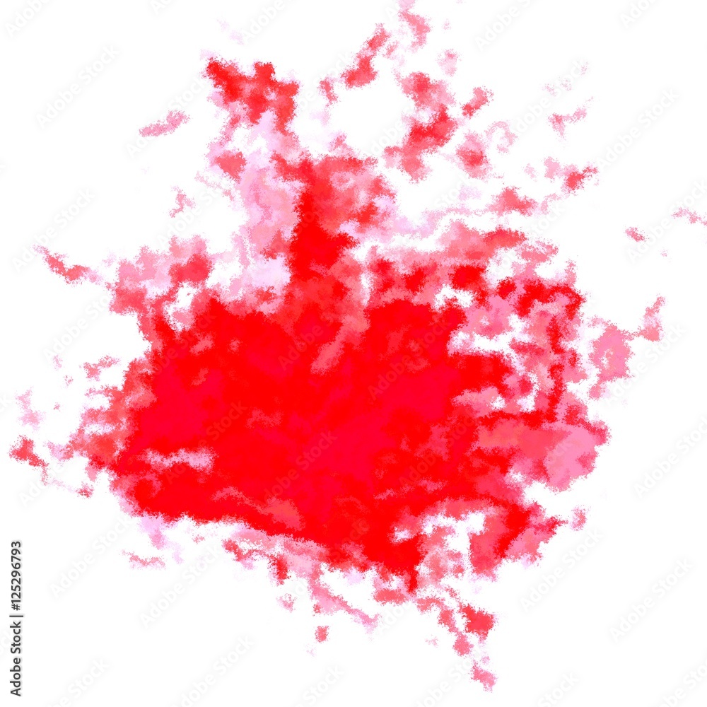 Bright red splash spatter graphic spot on white background