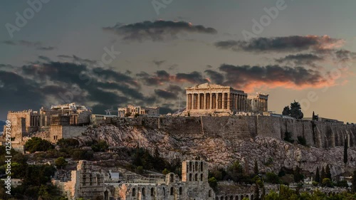 Temple of Parthenon 4K timelapse, Athenian Acropolis, Athens, Greece