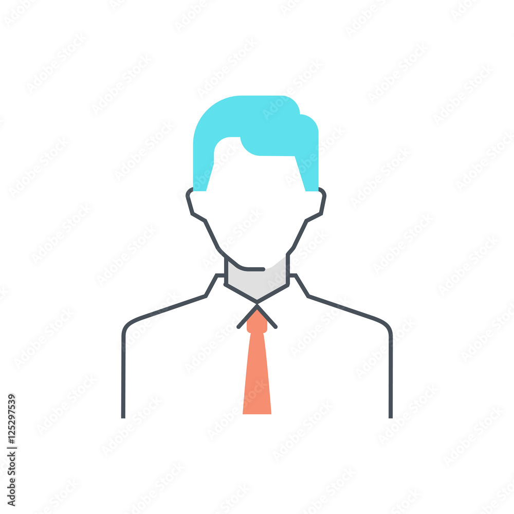 Color line, male avatar illustration, icon