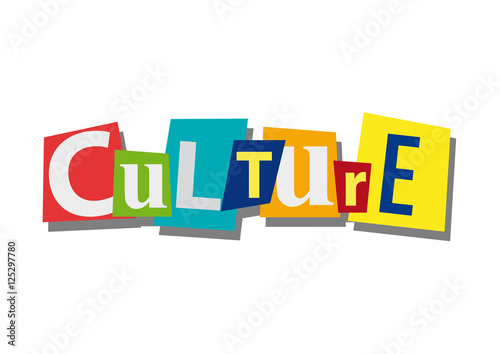 culture, word and text cut from paper, in flat design