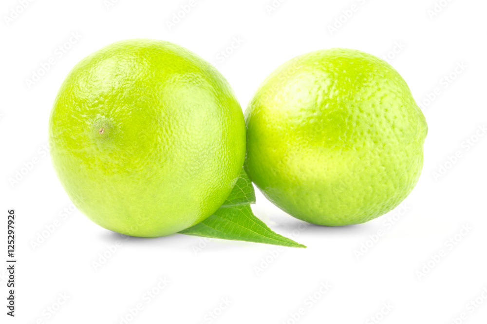 Fresh ripe limes. Isolated on white background Fresh ripe limes. Isolated on white background