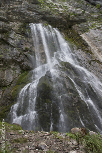 Beautiful mountains waterfall.