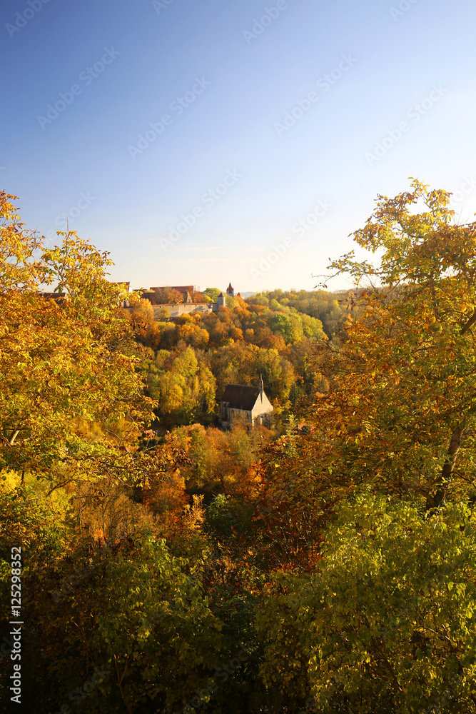 autumn in Rothenburg ob der Tauber, Bavaria, Germany. view from the wall 1