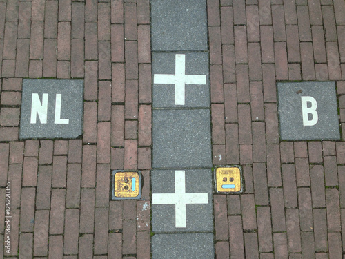 Symbols marking the borders in Baarle-Hertog between Belgium and