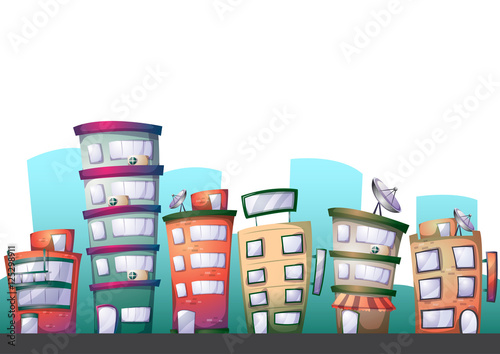 cartoon vector building background with separated layers for game art and animation game design asset in 2d graphic