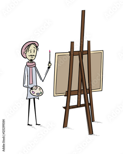 Artist painting on canvas