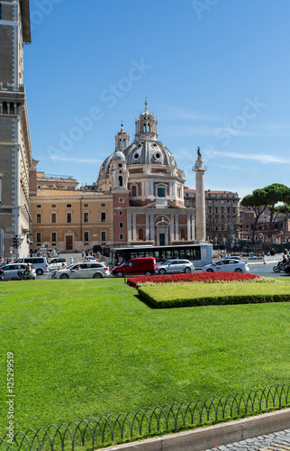 ROME, ITALY - Septenber, 2016: Piazza Venezia and the Church of photo