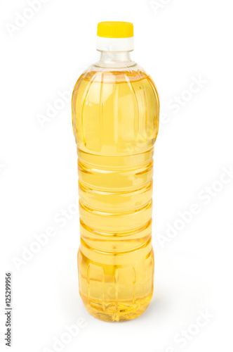 Vegetable or sunflower oil in plastic bottle